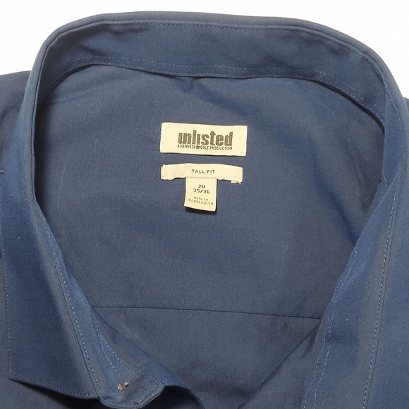 NWT Kenneth Cole Unlisted Dark Blue Button Up Dress Shirt, Tall 20 35/36 - Picture 8 of 15